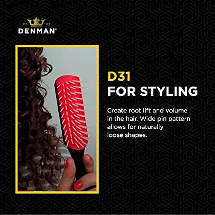 Denman Free Flow Wide Spaced Pins 7 Row Hair Styling Brush - 3-in-1 Styling Tool for Creating Volume, Detangling Thick Hair and Defining Curls, D31 - Image 4